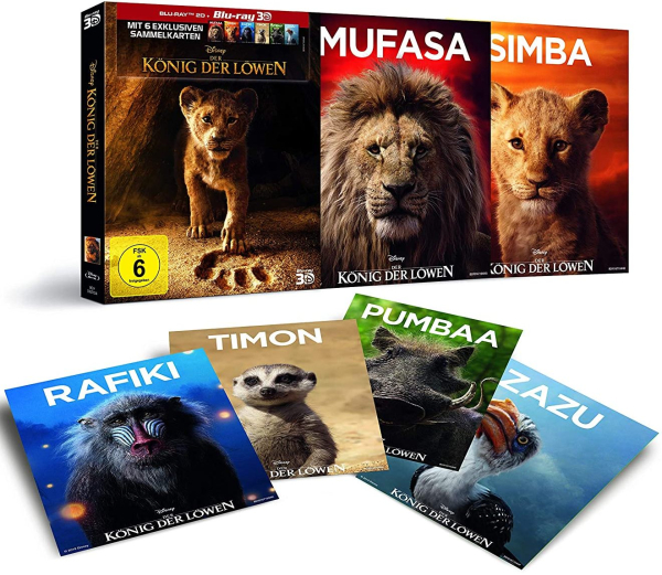 DER KÖNIG DER LÖWEN (Walt Disney) Blu-ray 3D + Blu-ray Disc + 6 Sammelkarten