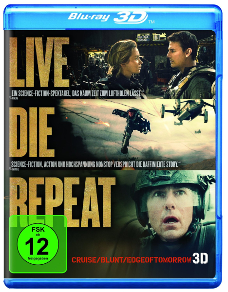 EDGE OF TOMORROW, Live.Die.Repeat (Tom Cruise) Blu-ray 3D + Blu-ray Disc