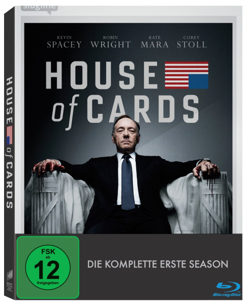 HOUSE OF CARDS, Season 1 (Kevin Spacey, Robin Wright) 4 Blu-ray Discs, Schuber